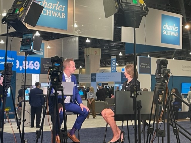 Media interviews, such as this one with Schwab Network’s Oliver Renick and Baird’s Mary Ellen Stanek, add energy when they take place on the Exhibit Hall floor. And maybe encourage a little FOMO among those watching from home? 