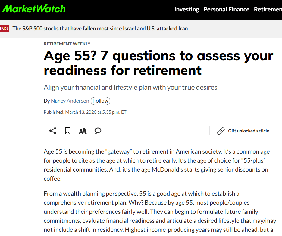 MarketWatch Webpage